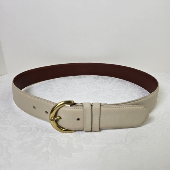 COACH 8500 Genuine Bone Leather D Ring Solid Brass Buckle Belt Women's Sz Large - Picture 2 of 13